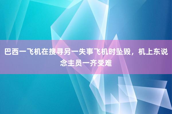 巴西一飞机在搜寻另一失事飞机时坠毁，机上东说念主员一齐受难