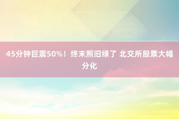 45分钟巨震50%！终末照旧绿了 北交所股票大幅分化
