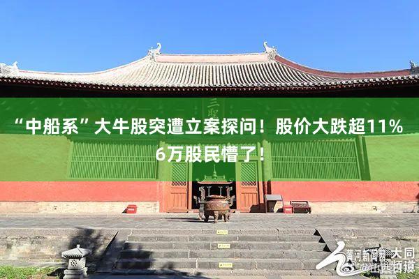 “中船系”大牛股突遭立案探问！股价大跌超11% 6万股民懵了！