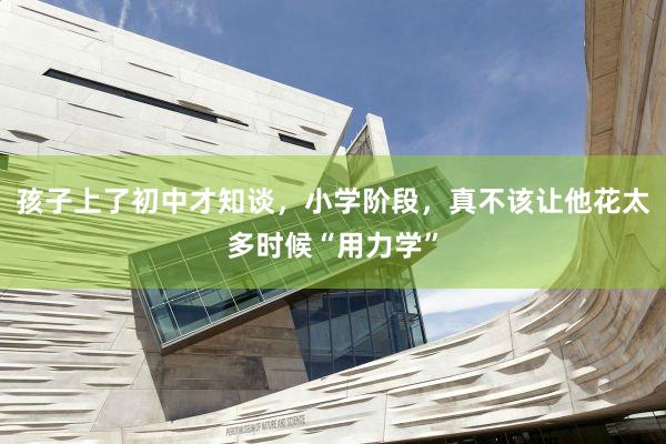 孩子上了初中才知谈，小学阶段，真不该让他花太多时候“用力学”