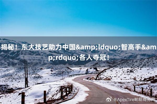 揭秘！东大技艺助力中国&ldquo;智高手&rdquo;各人夺冠！
