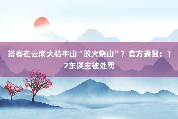 搭客在云南大牯牛山“放火烧山”？官方通报：12东谈主被处罚