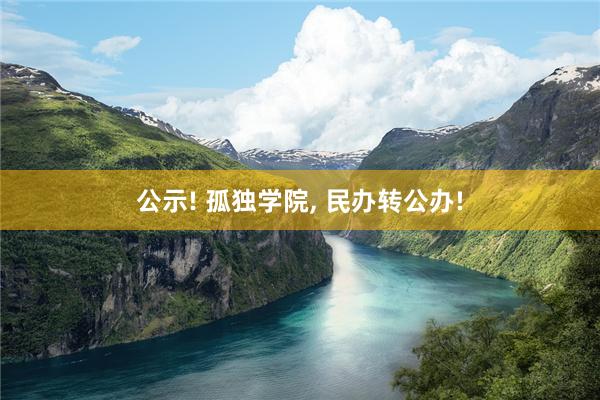 公示! 孤独学院, 民办转公办!