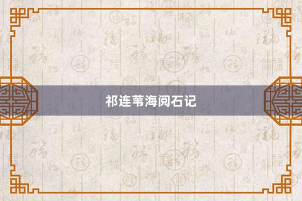 祁连苇海阅石记
